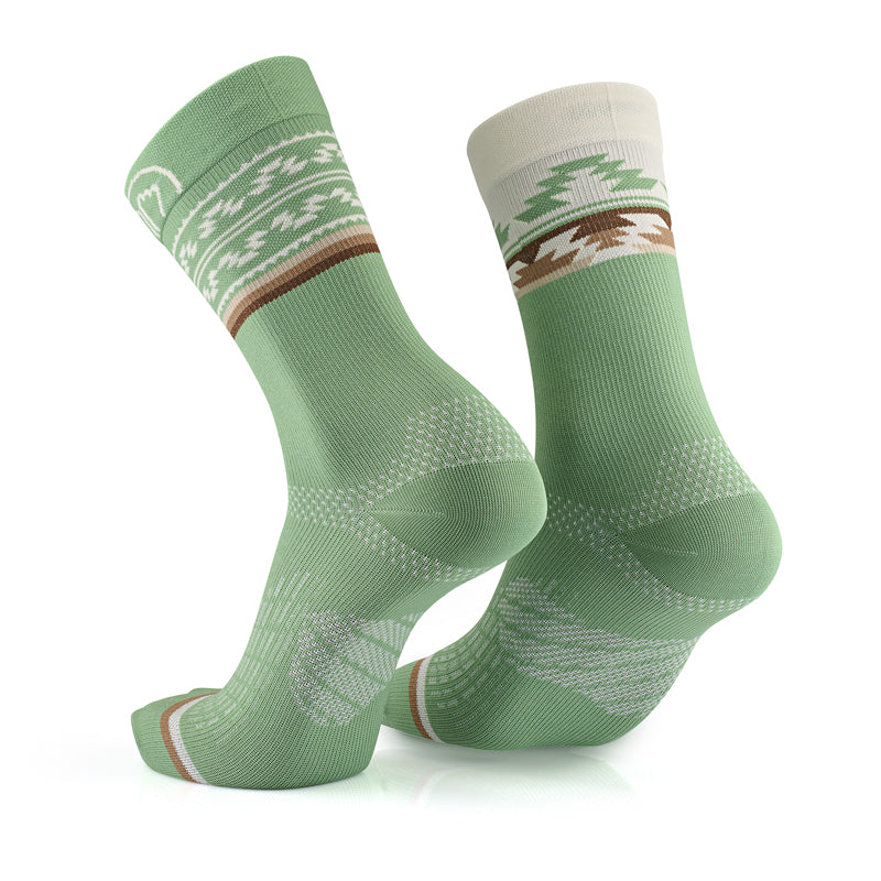 Chaussettes de course à pied - Run Spirit vert/beige