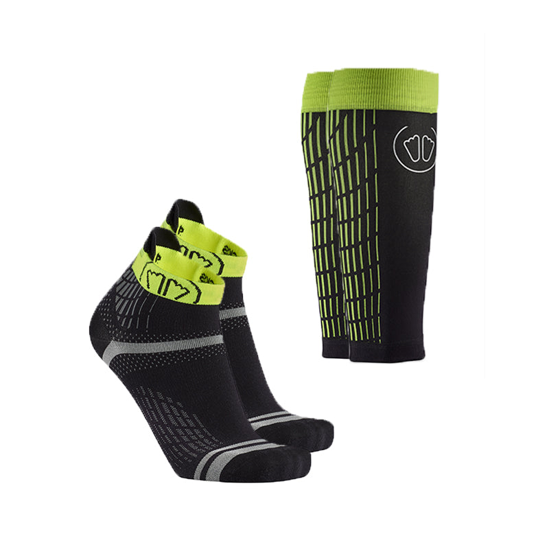 Run Feel Socks Ultralight Run Calf Sleeves Black/Yellow –