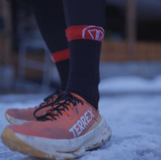 Calze da corsa - Winter Run nero/rosso