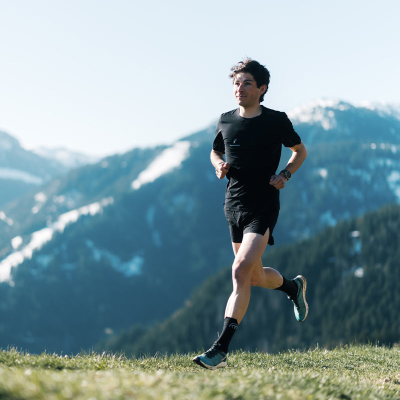 Chaussettes de course à pied - Run Anatomic Crew noir