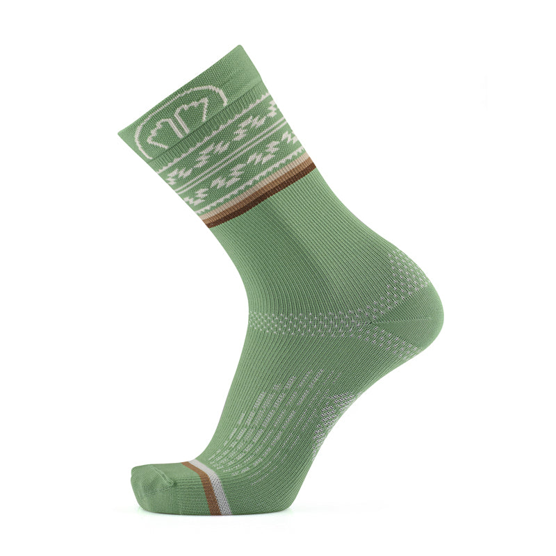 Chaussettes de course à pied - Run Spirit vert/beige