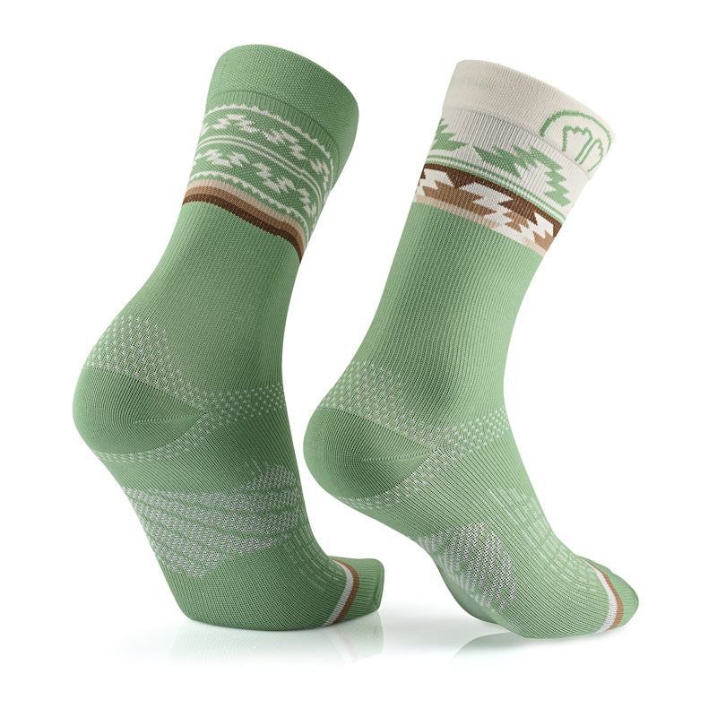 Chaussettes de course à pied - Run Spirit vert/beige
